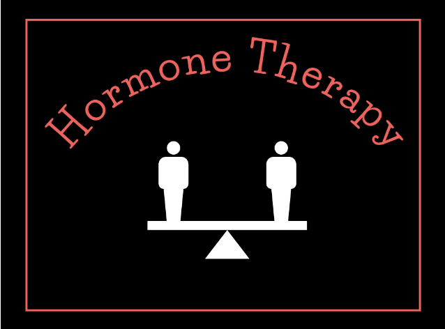 pillar with 2 people on a balance displaying the balance of hormone therapy